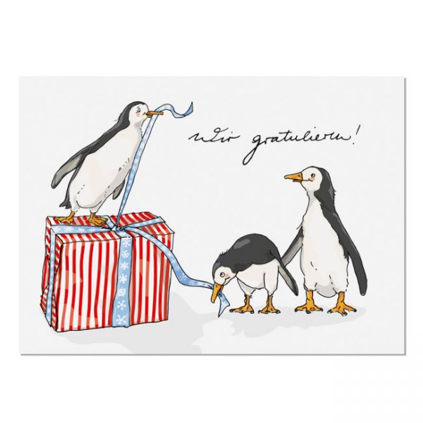 krima&amp;isa Postkarte Wir gratulieren - Pinguin