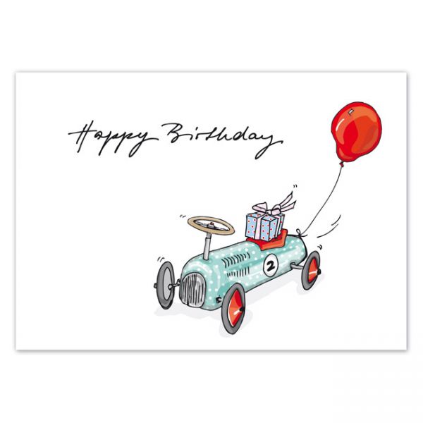 krima&amp;isa Postkarte &quot;Happy Birthday&quot; mit Wagen