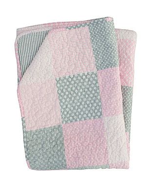 Tagesdecke/Quilt im Patchwork-Design, rosa/grau