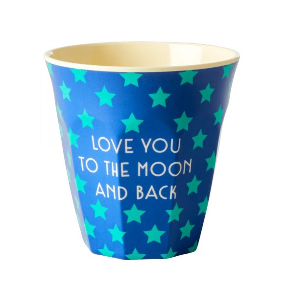 Becher &quot;I love you to the moon and back (blau)&quot; (Personalisierung möglich)