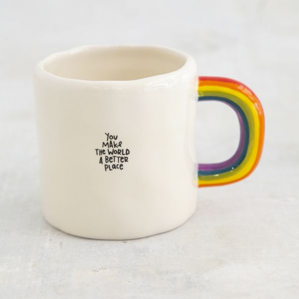 Tasse Regebogengriff &quot;you make the world a better place&quot;